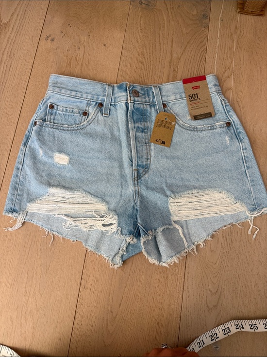 Levi's Pants - Levi's NEW Light tBlue Distressed High-Rise Denim Shorts size 28